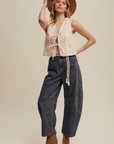 Embroidered Lace Tie-Front Vest