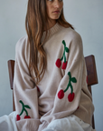 Knit Sweater Cherry Print