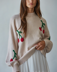 Knit Sweater Cherry Print