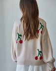 Knit Sweater Cherry Print