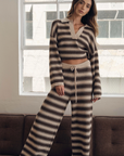 Striped Knit Drawstring Sweater Pants