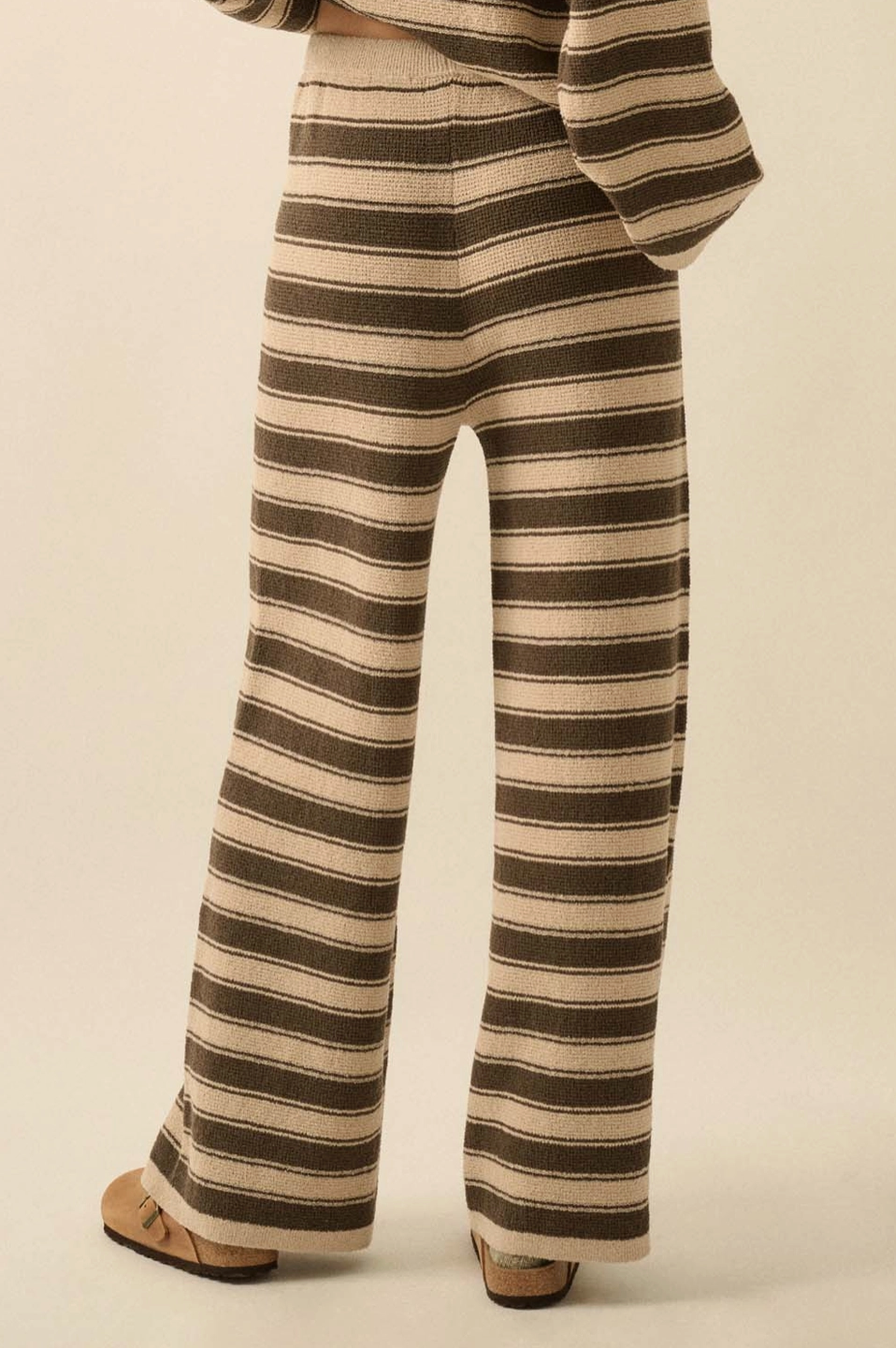 Striped Knit Drawstring Sweater Pants