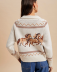 Knitted Western Horse Cotton Cardigan