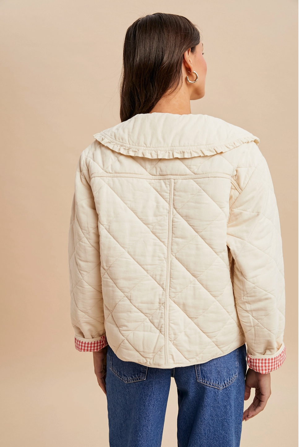 Quilted Strawberry Corduroy Embroidered Jacket