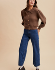 Mocha Chunky Collar Knitted Cardigan