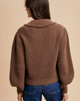 Mocha Chunky Collar Knitted Cardigan