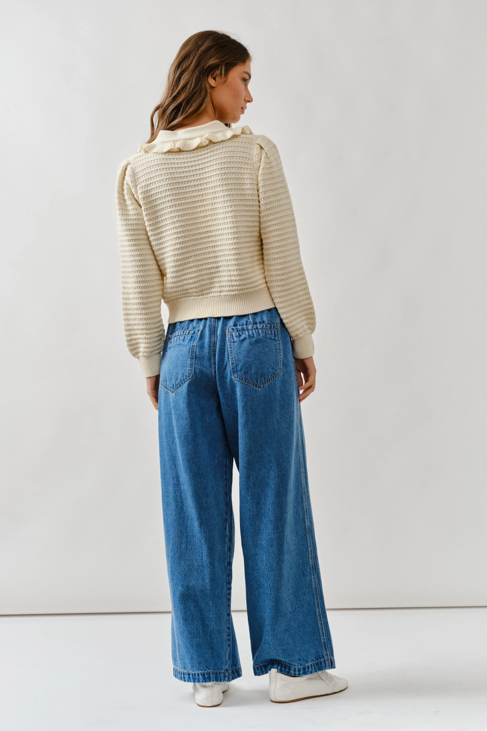 Stella Ruffle Collar Knit Cardigan
