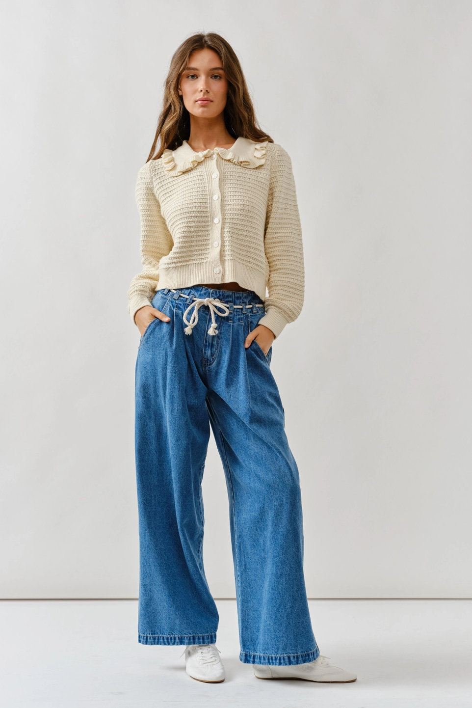 Stella Ruffle Collar Knit Cardigan