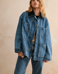 Corduroy Collar Denim Utility Jacket