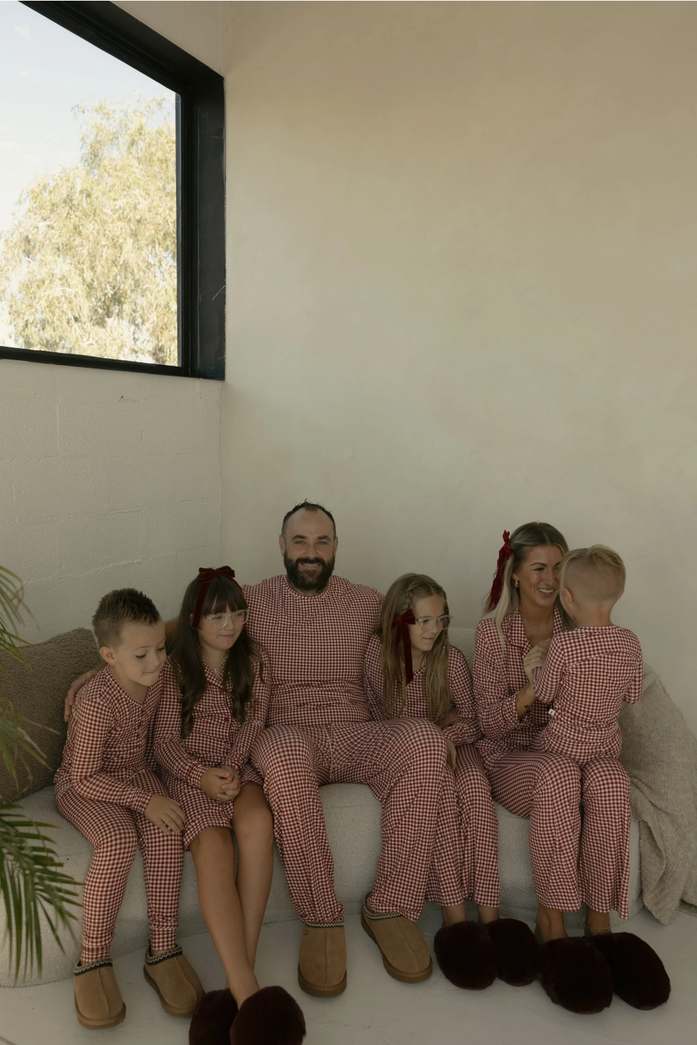 Bamboo Two Piece Pajamas Kids | Red Gingham