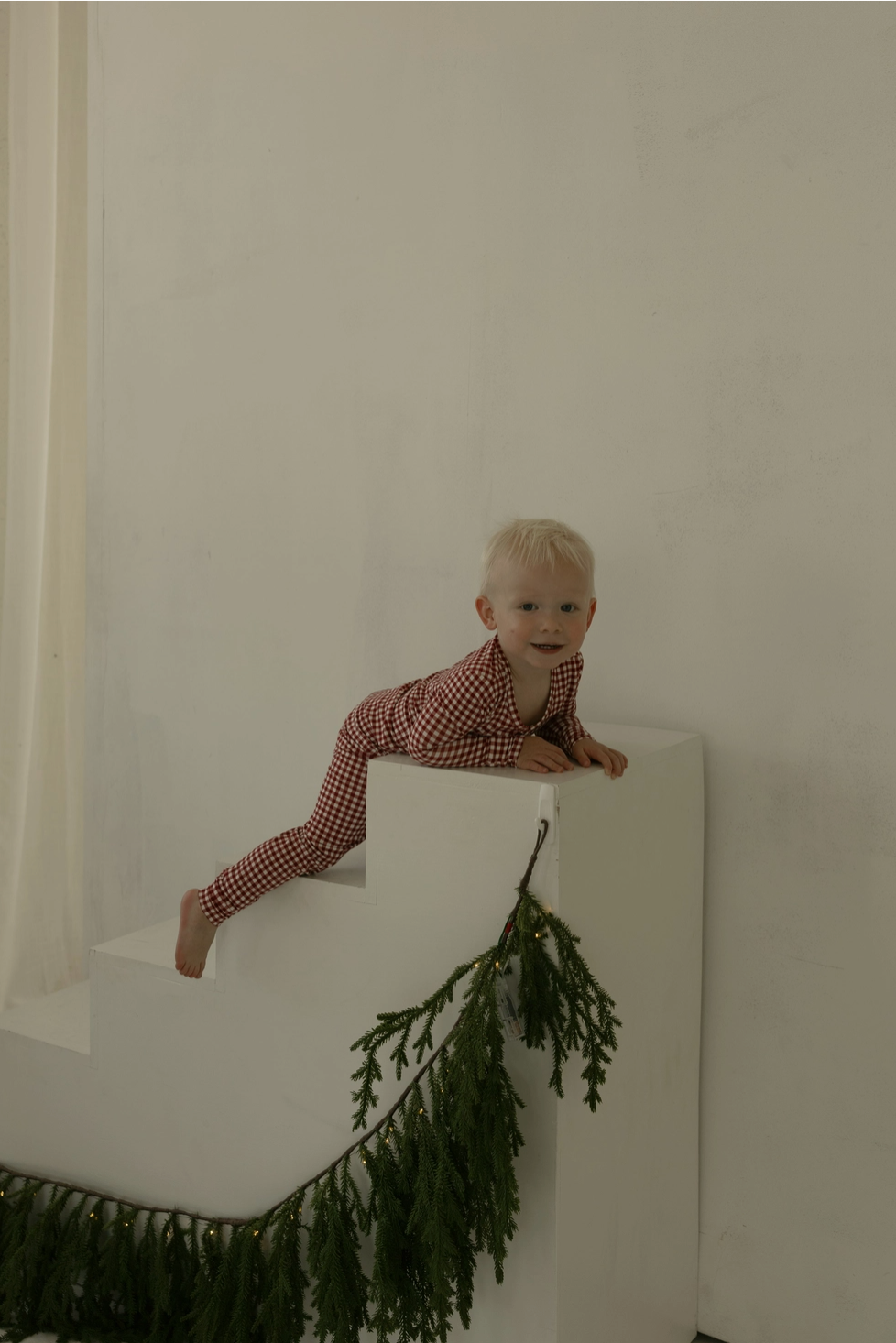 Bamboo Two Piece Pajamas Kids | Red Gingham