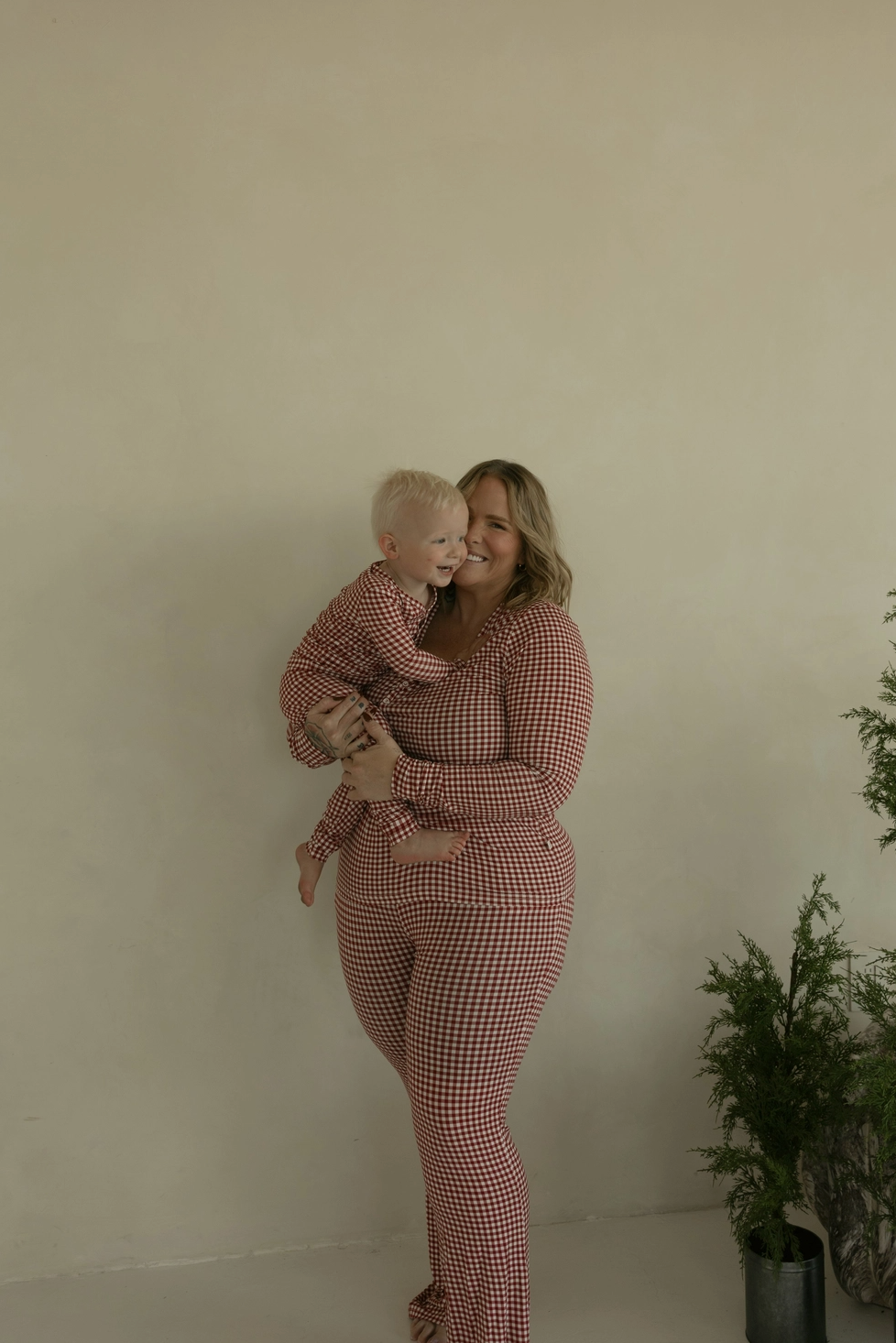 Bamboo Two Piece Pajamas Kids | Red Gingham