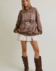 Cowboy Embroidered Sweatshirt - Brown
