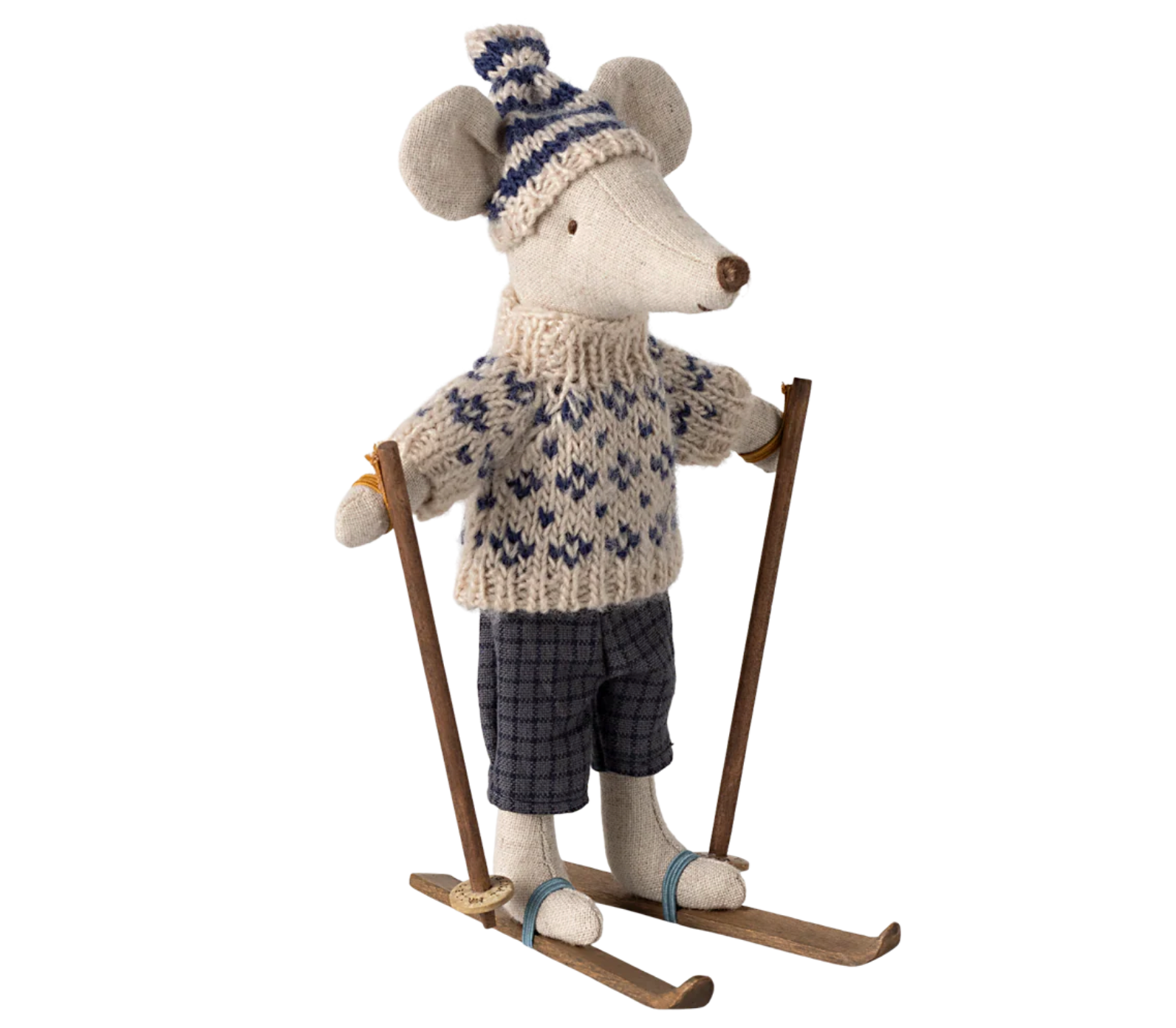 Winter mouse with ski set, Dad - Blue Maileg