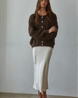 Dark Chocolate Knit Sweater Long Sleeve Cardigan
