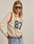 87 Embroidered Varsity Long Sleeve Top