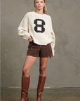 Cable Knit Varsity Sweater