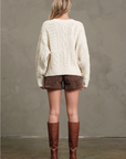 Cable Knit Varsity Sweater