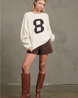 Cable Knit Varsity Sweater