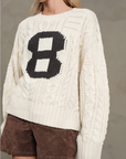 Cable Knit Varsity Sweater