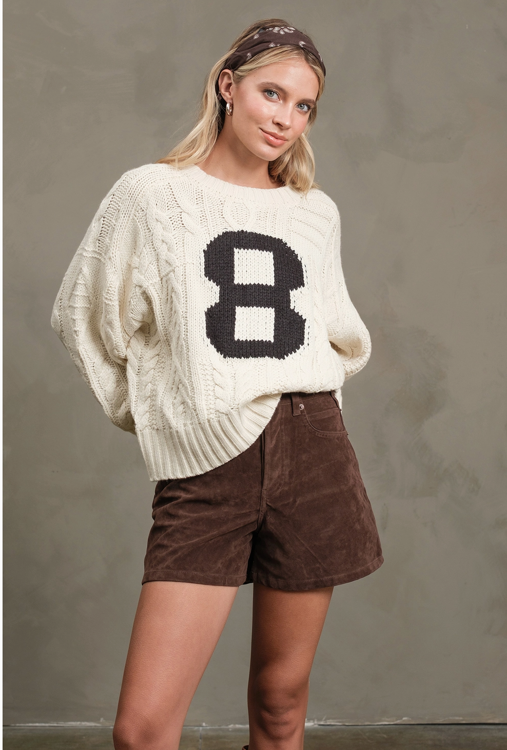 Cable Knit Varsity Sweater