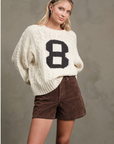 Cable Knit Varsity Sweater