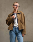 The Ollie Contrast Stitch Jacket - OLIVE
