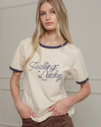 Feeling Lucky Embroidered Ringer Tee