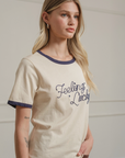 Feeling Lucky Embroidered Ringer Tee