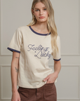 Feeling Lucky Embroidered Ringer Tee