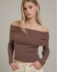Off-Shoulder Ribbed Knit Top