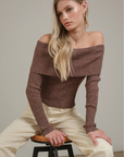 Off-Shoulder Ribbed Knit Top