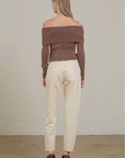 Off-Shoulder Ribbed Knit Top