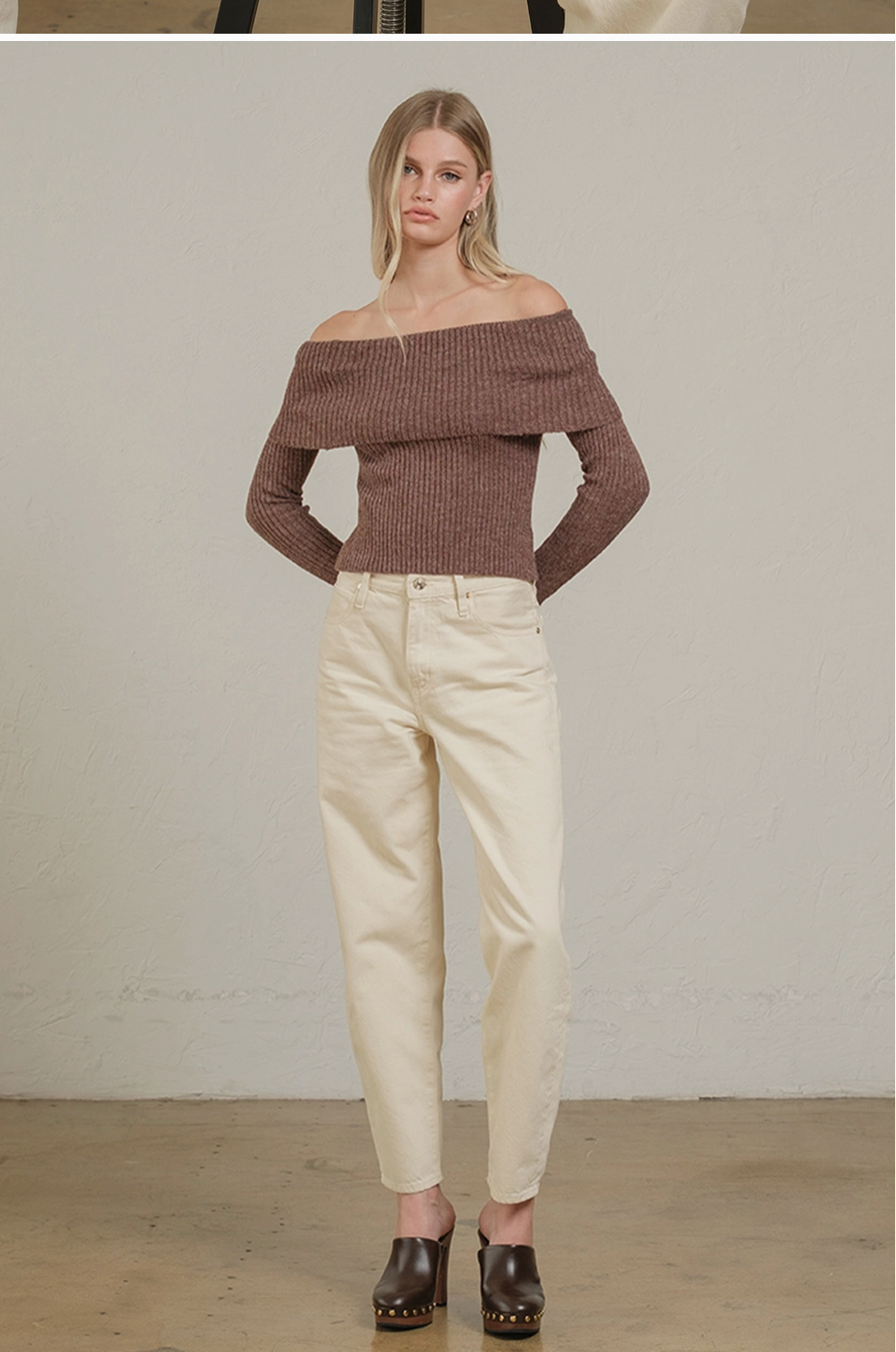 Off-Shoulder Ribbed Knit Top
