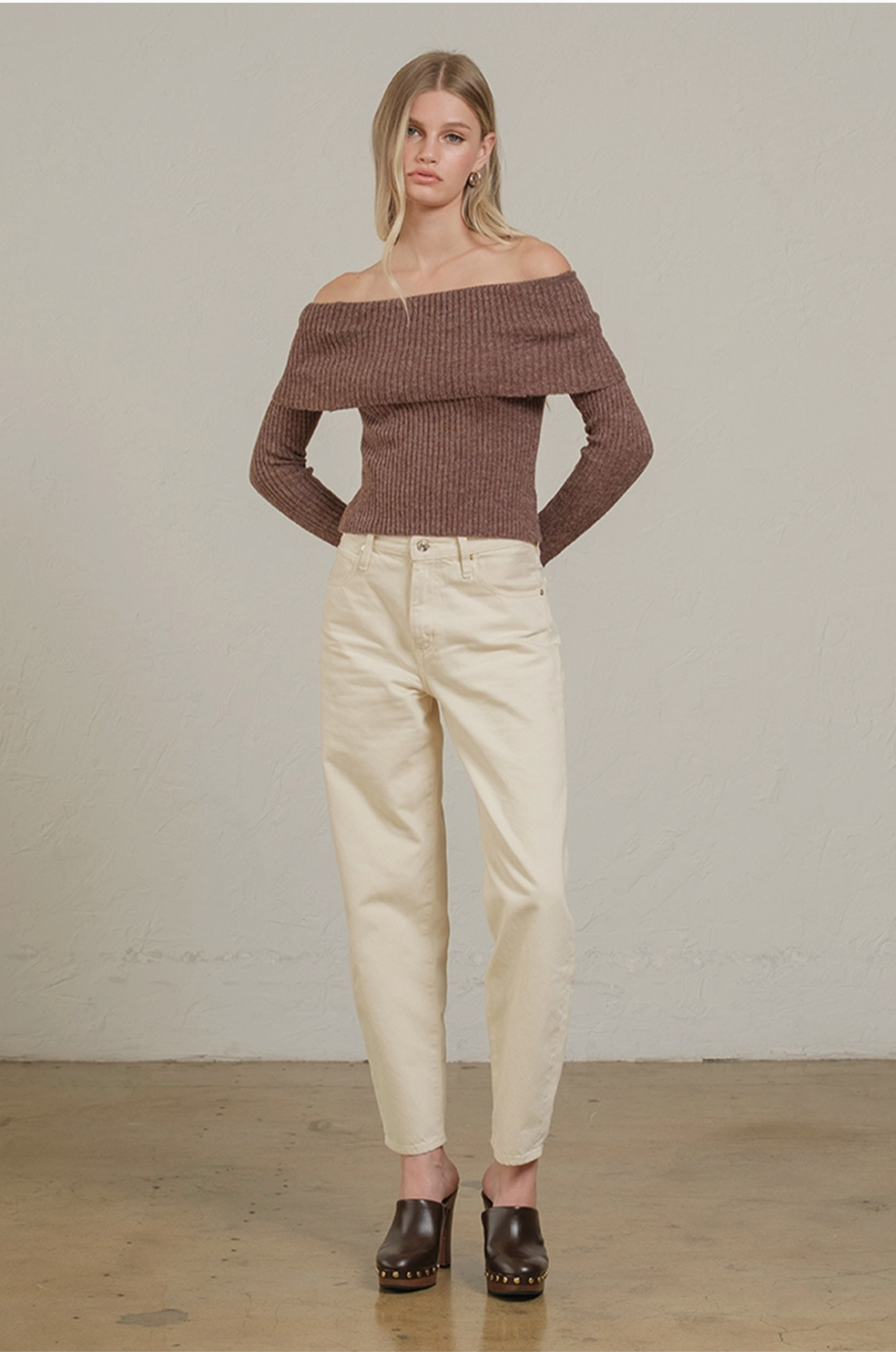 Off-Shoulder Ribbed Knit Top