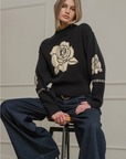 Rose Jacquard Knit Sweater