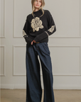 Rose Jacquard Knit Sweater