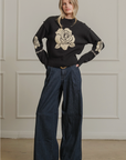 Rose Jacquard Knit Sweater