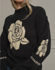 Rose Jacquard Knit Sweater