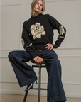 Rose Jacquard Knit Sweater