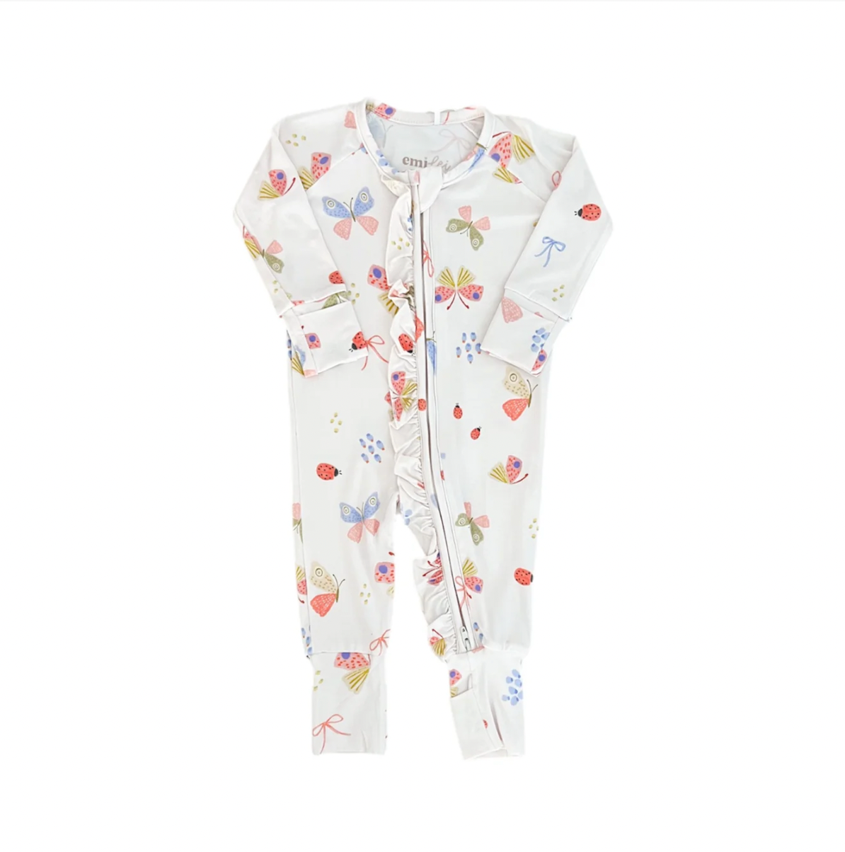Bamboo Convertible Ruffle Footie Romper | Butterflies