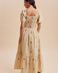 Pre Order Gingham Embroidered Smocked Maxi Dress