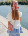 Gingham Ruffle Long Bow Clip