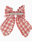 Gingham Ruffle Long Bow Clip