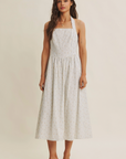 Modern Summer Heritage Basque Waist Halter Neck Stripe Midi
