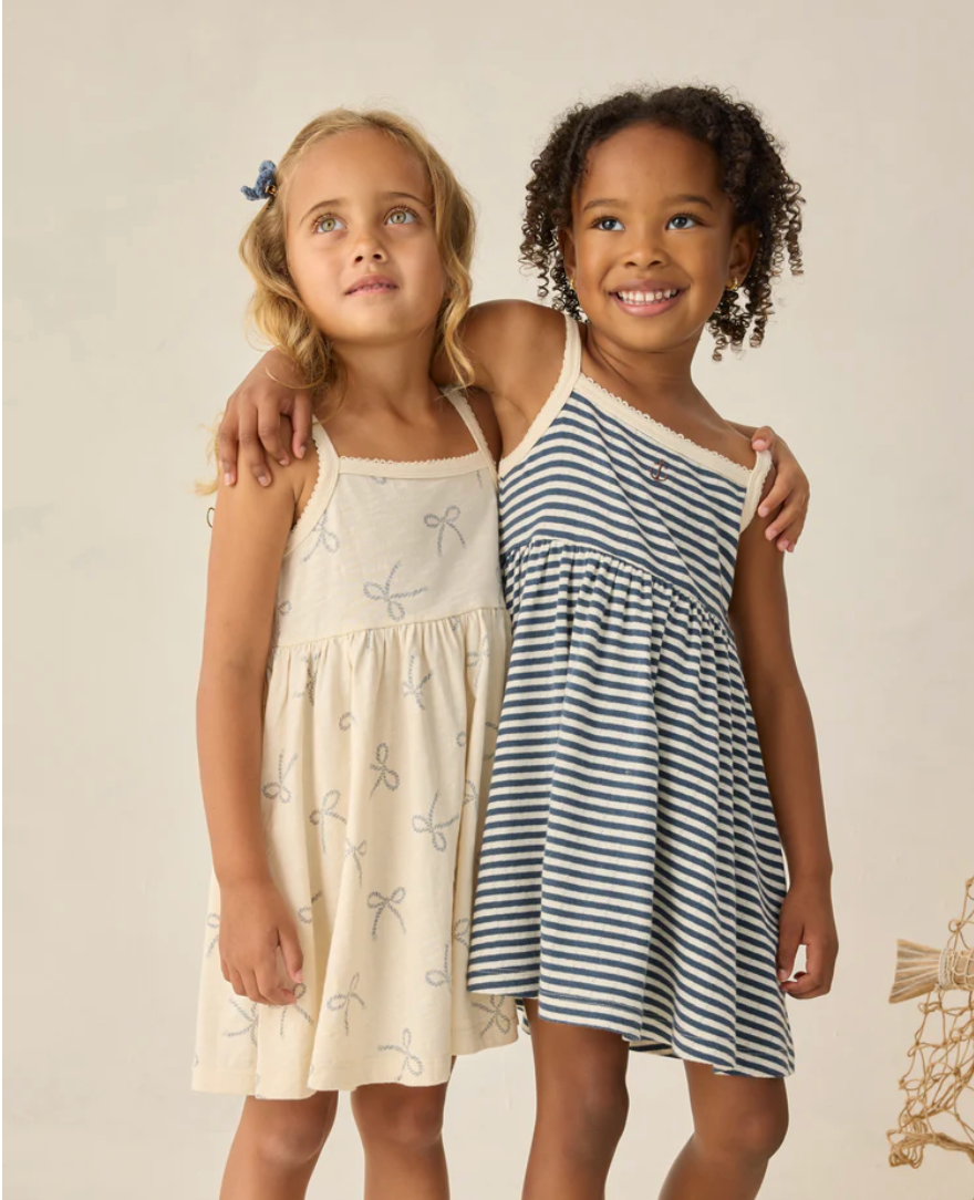 Lea Dress Navy Stripe, Rylee + Cru