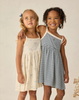 Lea Dress Navy Stripe, Rylee + Cru