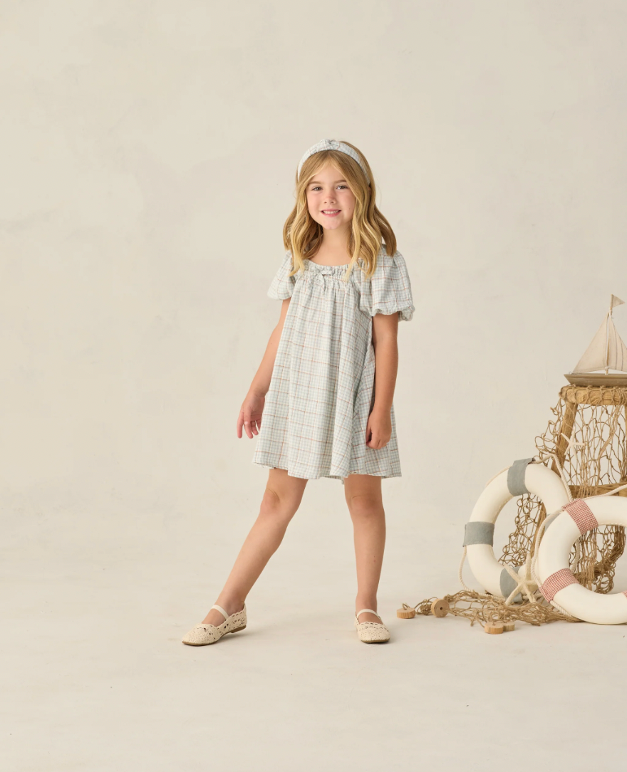 Sabrina Mini Dress Light Blue Plaid, Rylee + Cru