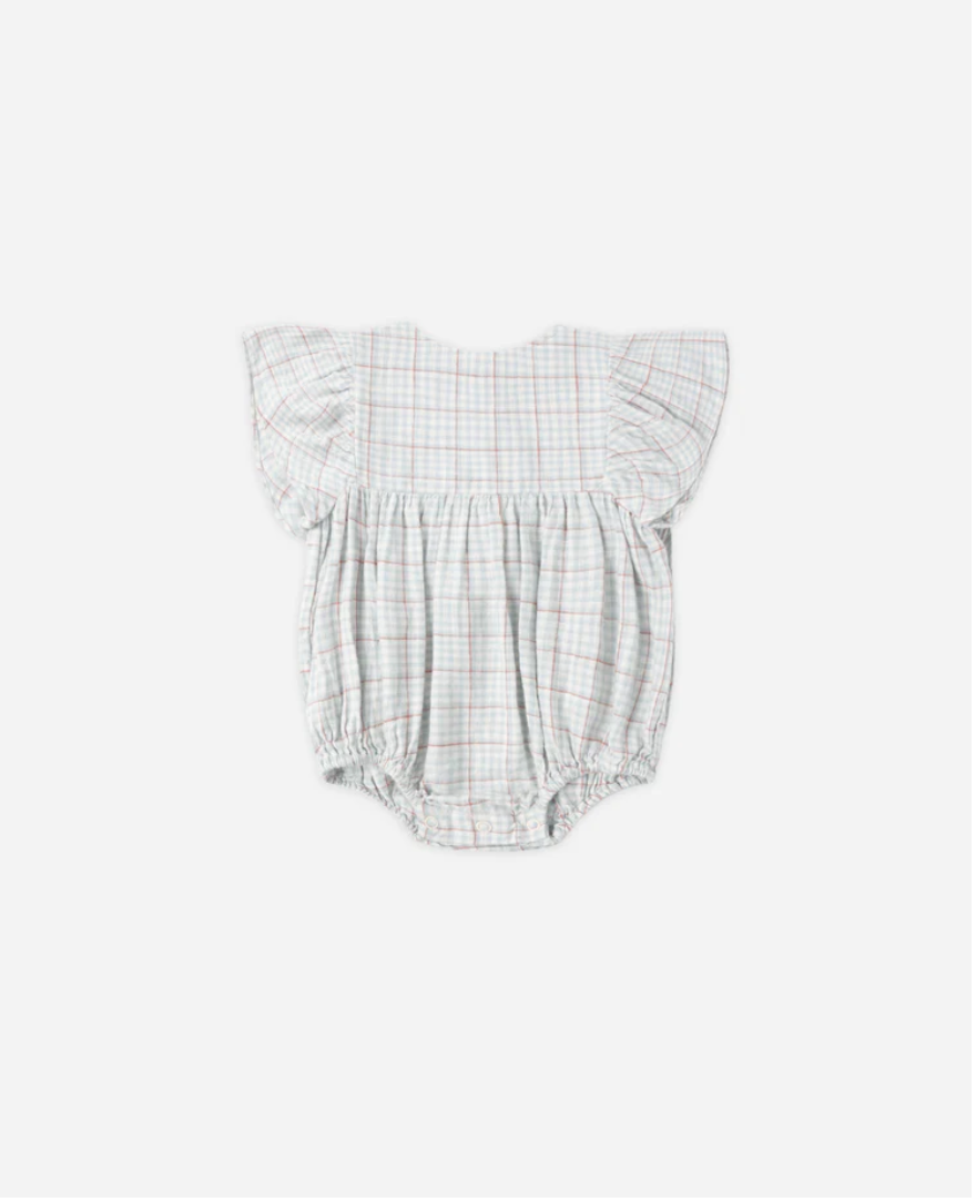 KALEA ROMPER LIGHT BLUE PLAID, Rylee + Cru