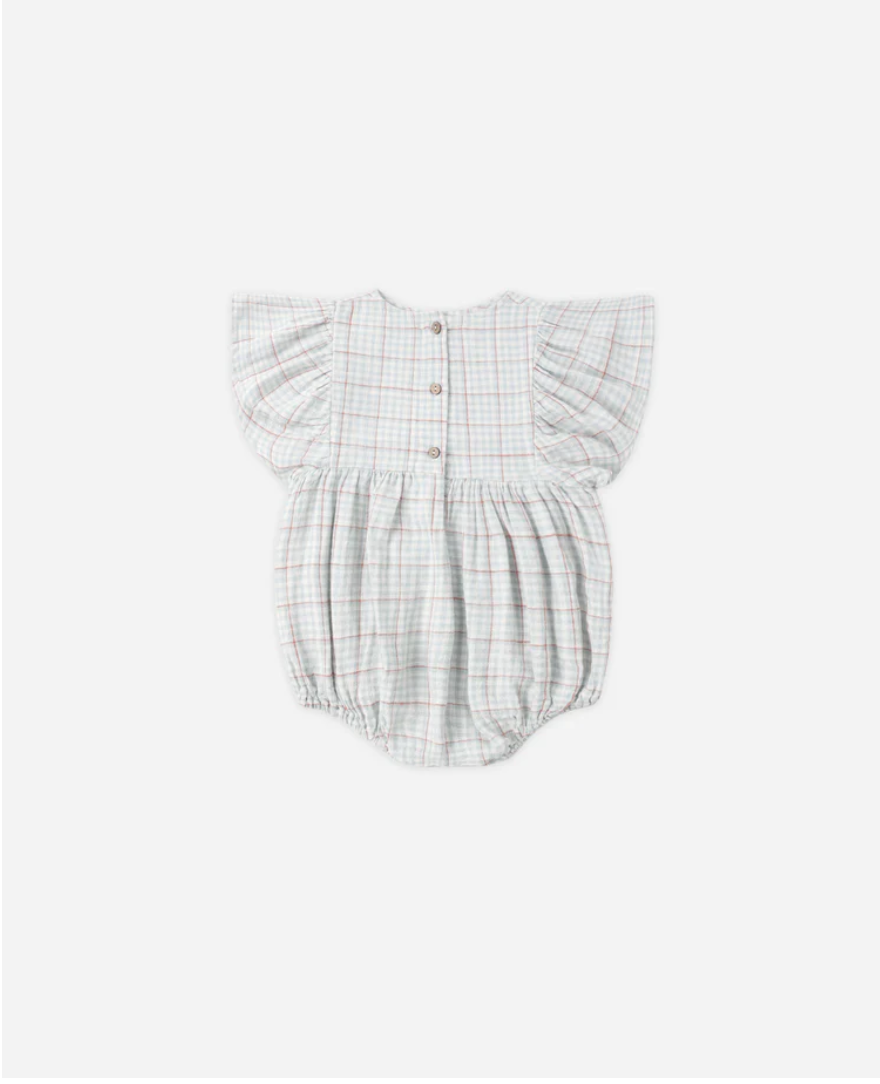 KALEA ROMPER LIGHT BLUE PLAID, Rylee + Cru
